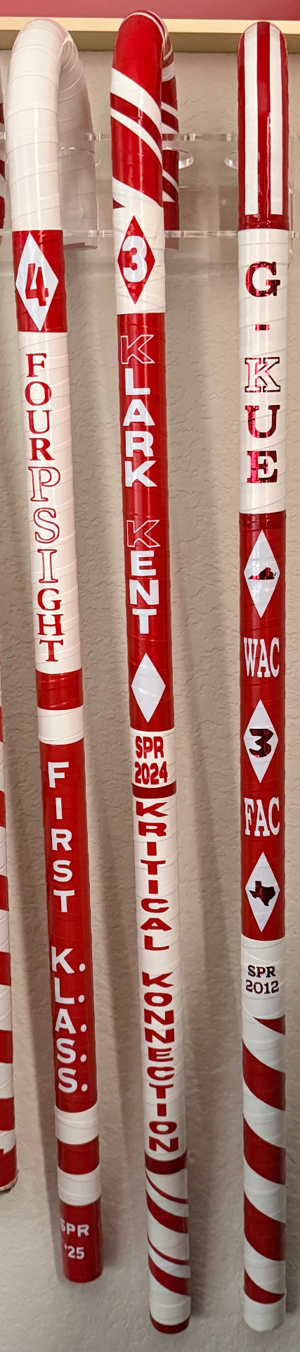 Four Psight, Klark Kent Kritical Konnection, and G-Kue WAC FAC canes detail
